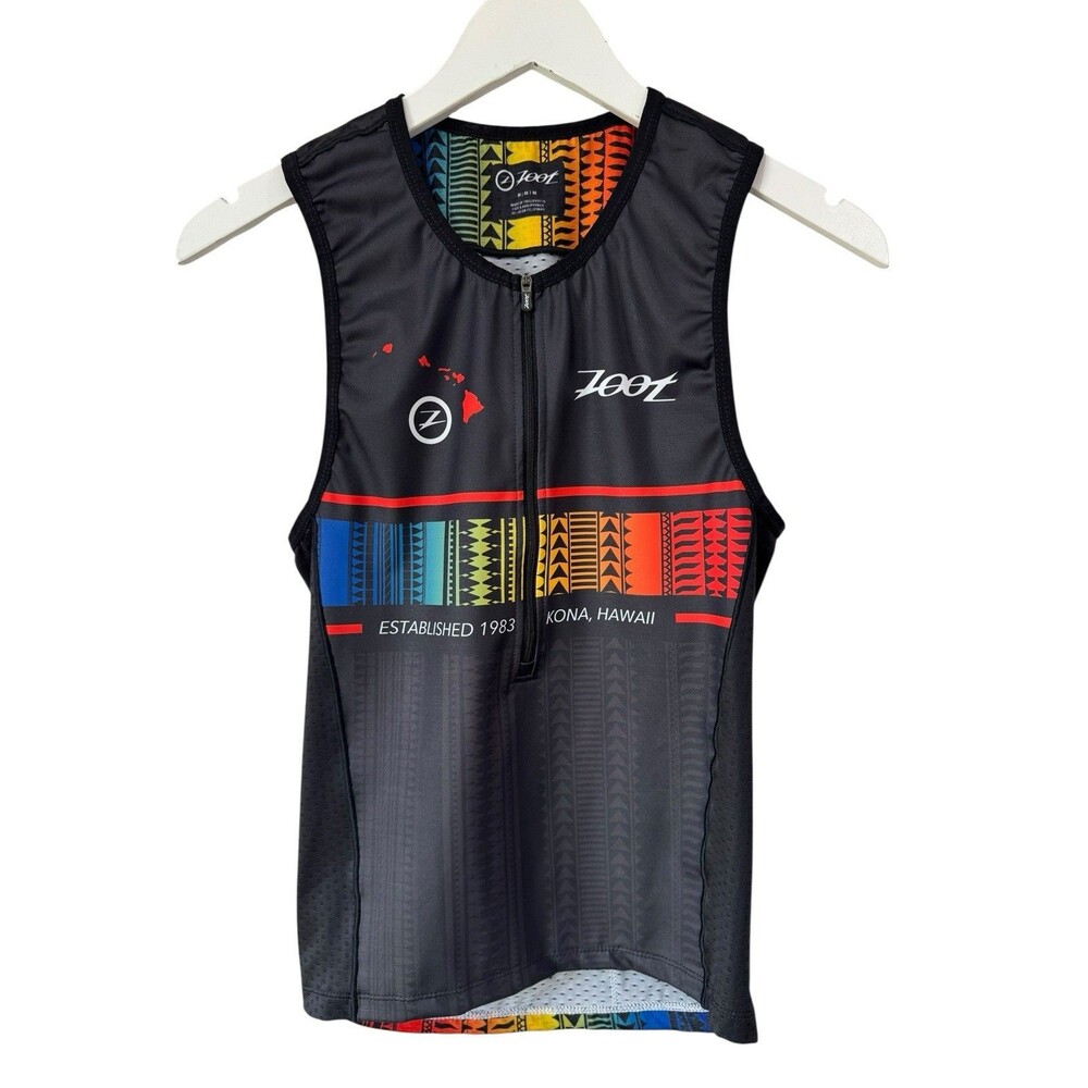 Zoot Men's Cycle Ali'i Thriathlon Jersey Top 1/4 Zip Hawaii Island Print Medium